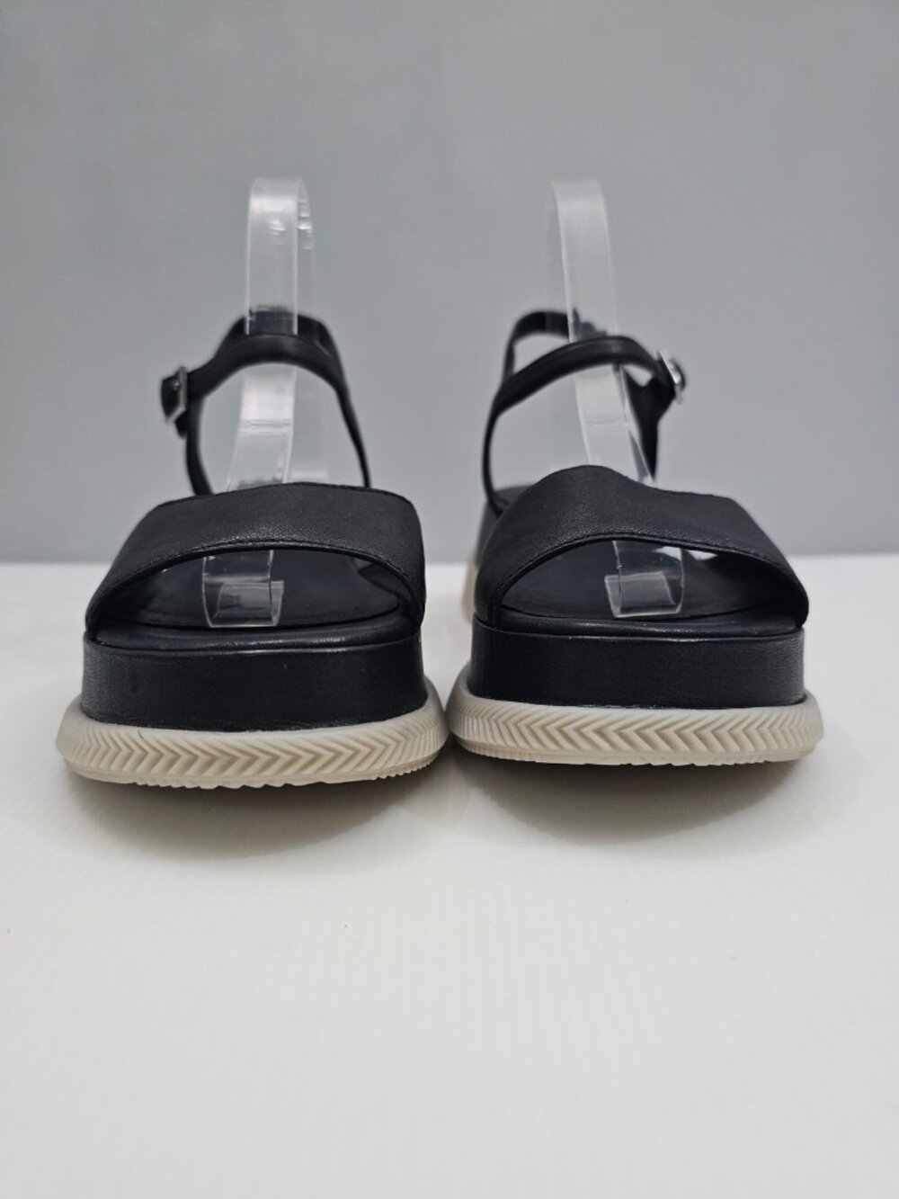 Eileen Fisher Airo Platform Wedge Sandal Womens 9 Black Leather Ankle Strap - Picture 7 of 13